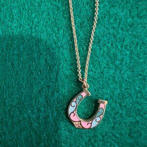 Women's Anthropologie Gold Tone Enamel Horseshoe Necklace